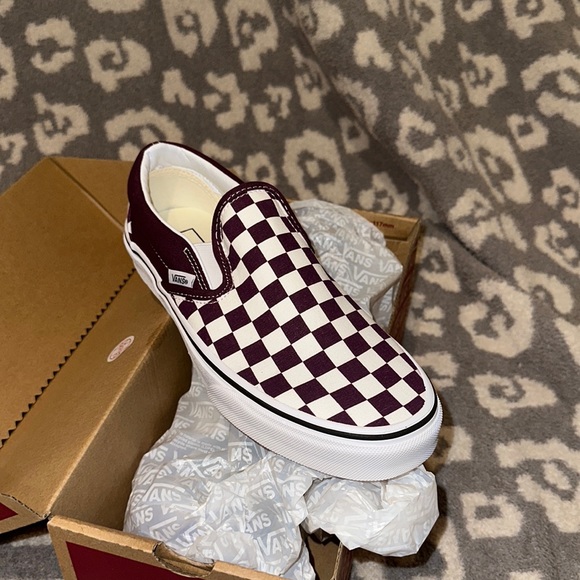 Vans Classic Slip-on Sneakers 🥰😍😘 Checkerboard Grape 🍇 wine New - Picture 16 of 17